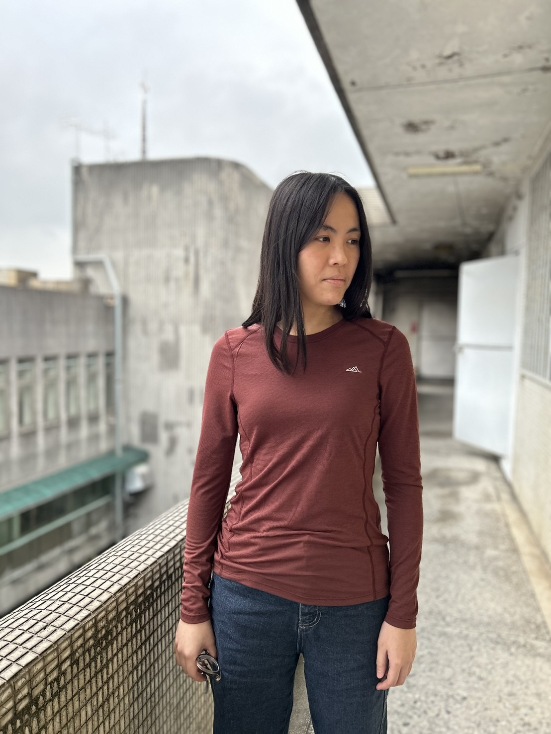 透氣輕暖羊毛混紡長袖(女)